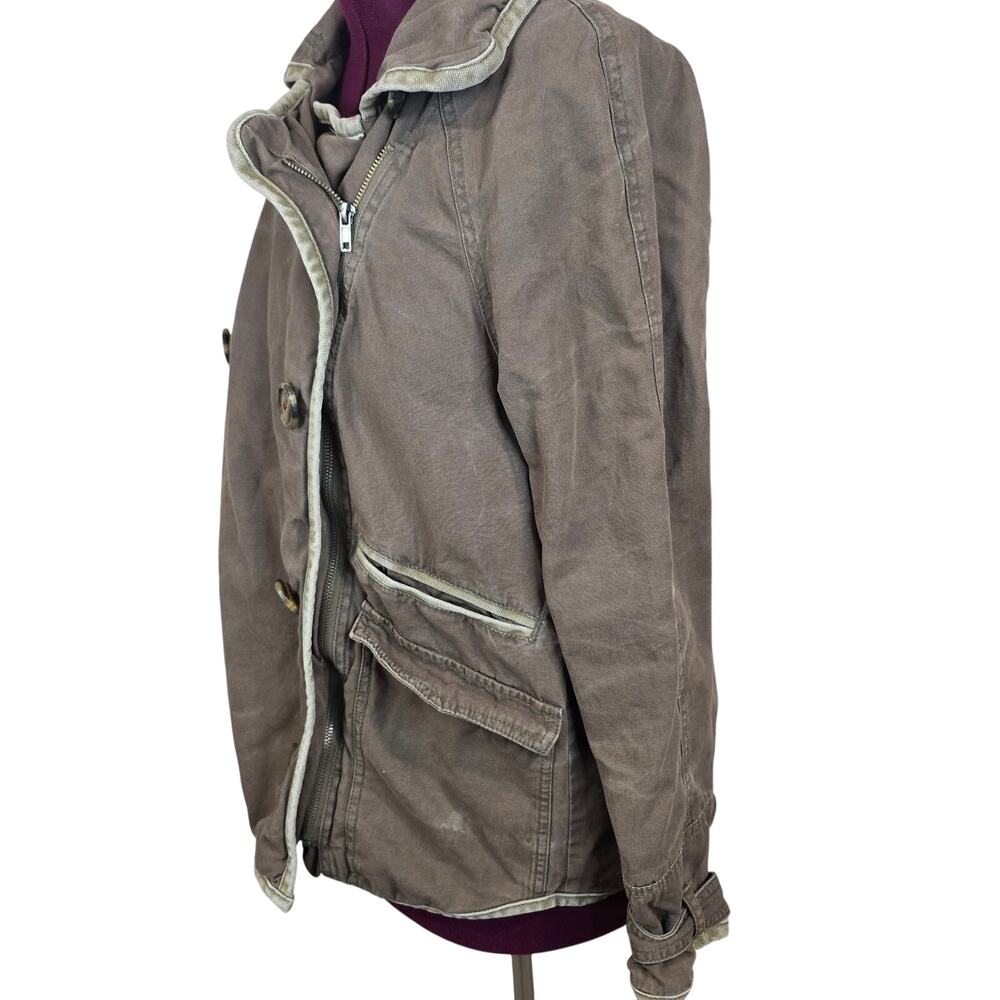 Women's Free People Green Full Zip Military Jacket Coat | Size Large - Picture 3 of 12